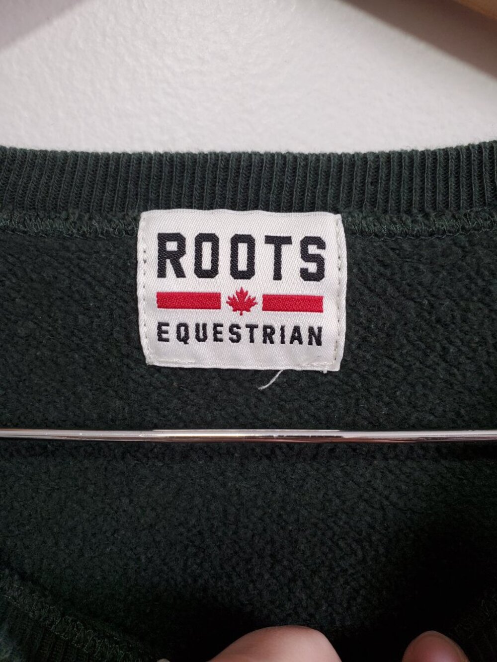 ROOTS Equestrian Sweatshirt Maple Leaf Terrycloth Green Black Women's Medium - Picture 10 of 11